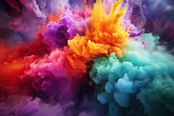Obraz na płótnie Canvas Colorful powder explosion on white background.