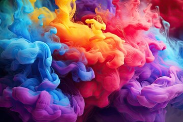 Fototapeta premium Colorful abstract acrylic smoke on water background.