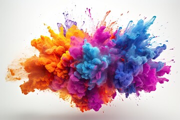Explosion of colored powder on white background  Explosion of colored powder on white background