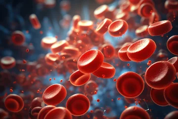 Fotobehang Blood cells and red blood cells.  medical illustration. The concept of blood laboratory testing © Berezhna_Iuliia