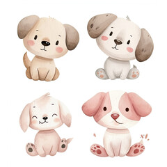 Vector hand drawn puppy collection