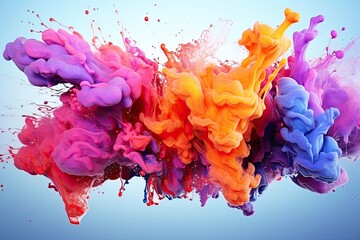 Colored paint splashes isolated on white background