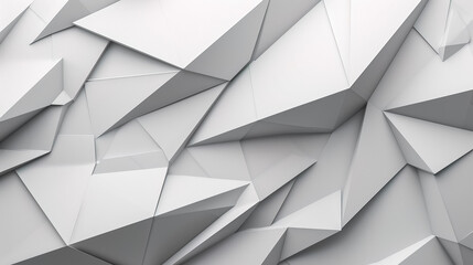 Abstract geometric background gray-white polygon triangle minimal, sharp triangle 3D background  - obrazy, fototapety, plakaty