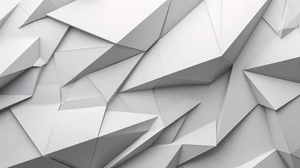 Fotobehang Abstract geometric background gray-white polygon triangle minimal, sharp triangle 3D background  © lichichu