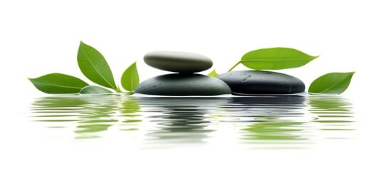 Obraz na płótnie Canvas Spa - Natural Alternative Therapy With Massage Stones And Waterlily