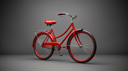 3d render red bicycle isolated grey background sport