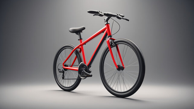 3d render red bicycle isolated grey background sport