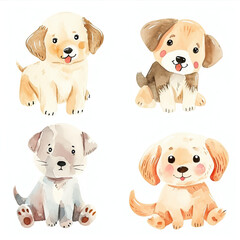 Vector hand drawn puppy collection
