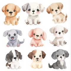 Vector hand drawn puppy collection