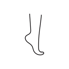 Woman's foot standing on tiptoe linear icon
