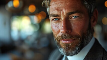 Fototapeta premium a joyful man in the restaurant