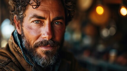 a joyful man in the restaurant