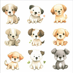 Vector hand drawn puppy collection