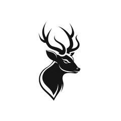 Black and White Deer Head Silhouette
