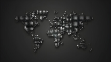 Simple dotted world map illustration on a dark backdrop, ideal for contemporary design projects and global concepts