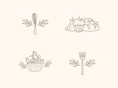 Hand Drawn Bakery Logo or Baking Logo Design, mixer logo, for bakery shop or bakery store in vector svg