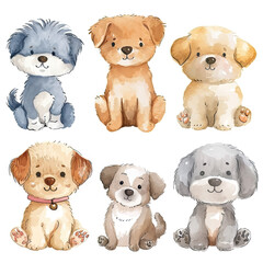 Vector hand drawn puppy collection
