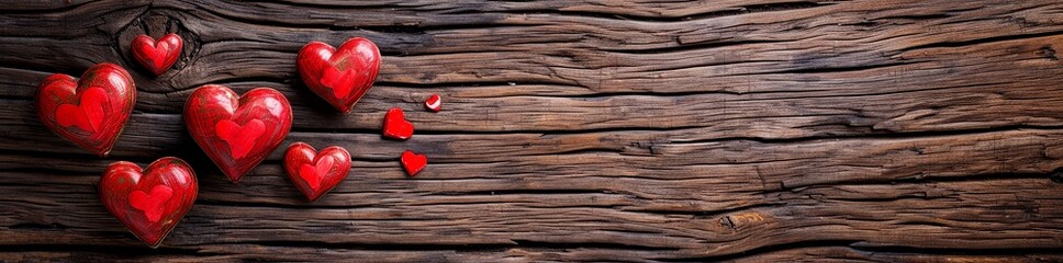 Valentine&rsquo;s Day Cover with Heart Design, Wooden Texture, and Copy Space