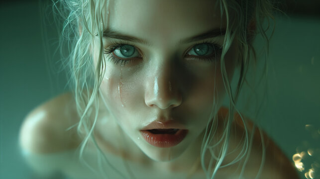 water rusalka beautiful demonic being living in lakes, slavic folklore