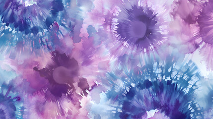 A vibrant tie-dye pattern, Violet Vortex Whirlpool of Fabric Dye Art - obrazy, fototapety, plakaty