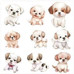 Vector hand drawn puppy collection