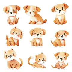 Vector hand drawn puppy collection