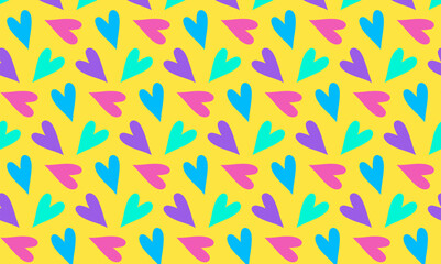 Love heart seamless pattern background. Cute romantic colorful hearts background print. Printable vector container background for Valentine's Day.