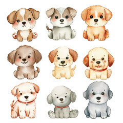 Vector hand drawn puppy collection