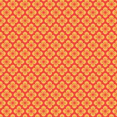 seamless flowers pattern, yellow flowers on an orange background, decoration texture