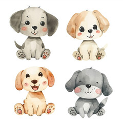 Vector hand drawn puppy collection