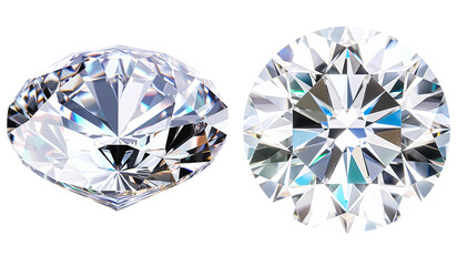 A set of diamonds on a transparent background for various jewelry and luxury-related concepts.