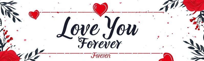 Modern Love You Forever Banner with Cute Design