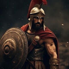 Spartan, a solitary warrior in minimalist armor, radiating discipline and strength. Embody essence of ancient Greek valor unyielding resilience. Austere training battlefield prowess, essence spirit.