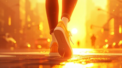 Cheerful sneakers glow in the sunny golden - Powered by Adobe