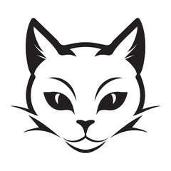 Black Cat face logo design vector on white background 