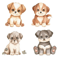 Vector hand drawn puppy collection