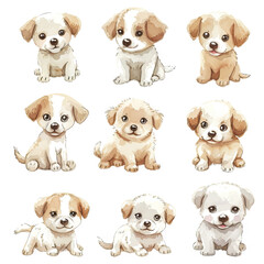 Obraz premium Vector hand drawn puppy collection
