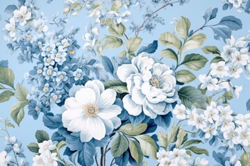 Obraz na płótnie Canvas Pattern on blue background white flowers
