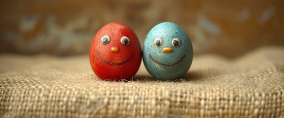 Two Eggs Happy Loving Face Egg, HD background, Background Banner