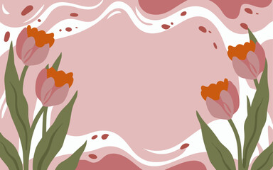 Abstract tulip background poster. Good for fashion fabrics, postcards, email header, wallpaper, banner, events, covers, advertising, and more. Valentine's day, women's day, mother's day background.