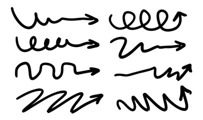 Arrows of different shapes. Abstract symbol for direction and path indication. Graphic pointer