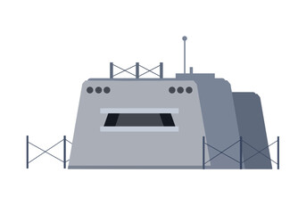 Military bunker. Defense warfare building. Army headquarter station, bomb shelter. Modern concrete fortification.