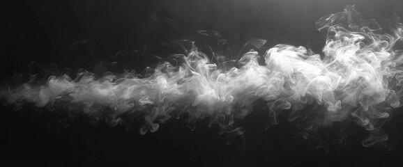 Fototapeta na wymiar White Smoke On Black Background Ink, HD background, Background Banner