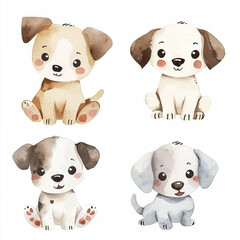 Vector hand drawn puppy collection