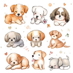 Vector hand drawn puppy collection