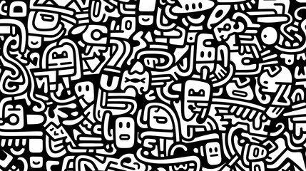 Obraz premium Funny doodle seamless pattern, artistic background