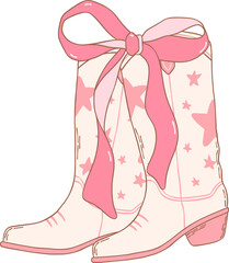 Coquette Cowgirl Boots and pink ribbon bow