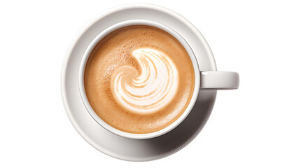cup of coffee png. cup of cappuccino png. cup of white coffee top view png. coffee cup full of coffee bird's eye view isolated. coffee with milk png - Powered by Adobe
