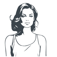 Conceptual illustration of a girl face art, woman portrait line art