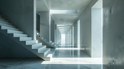 Empty dark abstract white concrete smooth interior . Architectural background. 3D illustration and rendering
